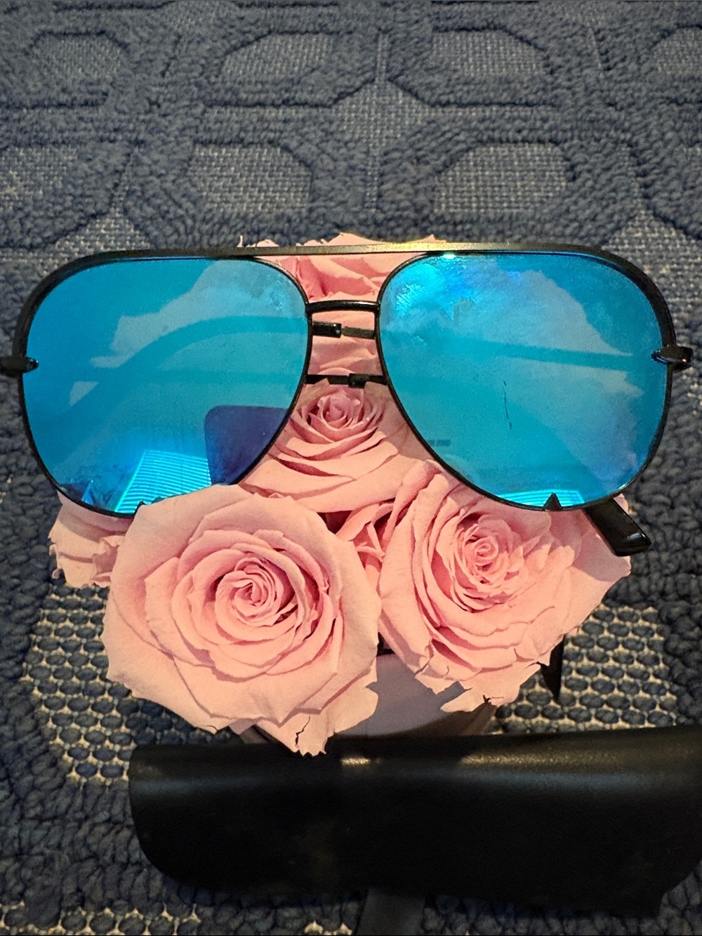 DIFF Blue Mirrored Aviator Sunglasses